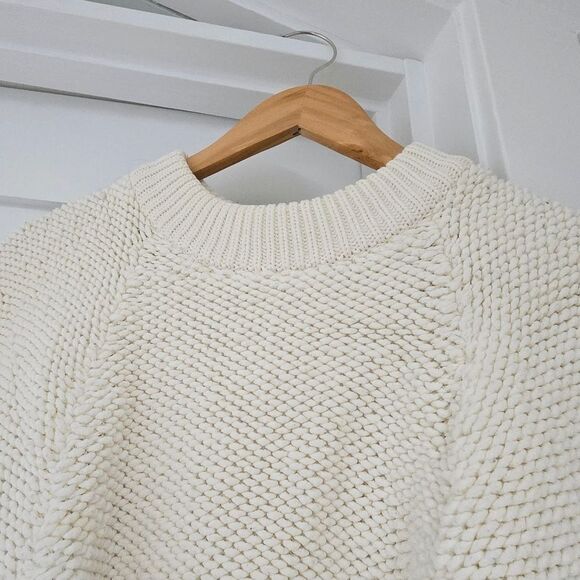 DKNY Pure Chenille Puff Sleeve Crewneck Sweater in Bone Ivory - Picture 10 of 16